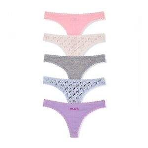 Victoria's Secret Women’s 5 Pack Cotton lace-trim Thong Panties Size XL